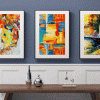 Beautiful oil paintings displayed on framed smart TV displays.