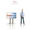 Cinema smart TV with strong and stable stainless steel floor stand.