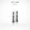 Soundwave cylinder speakers made of stainless steel.