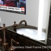 Stainless steel framed Android smart bathroom vanity mirror TV.